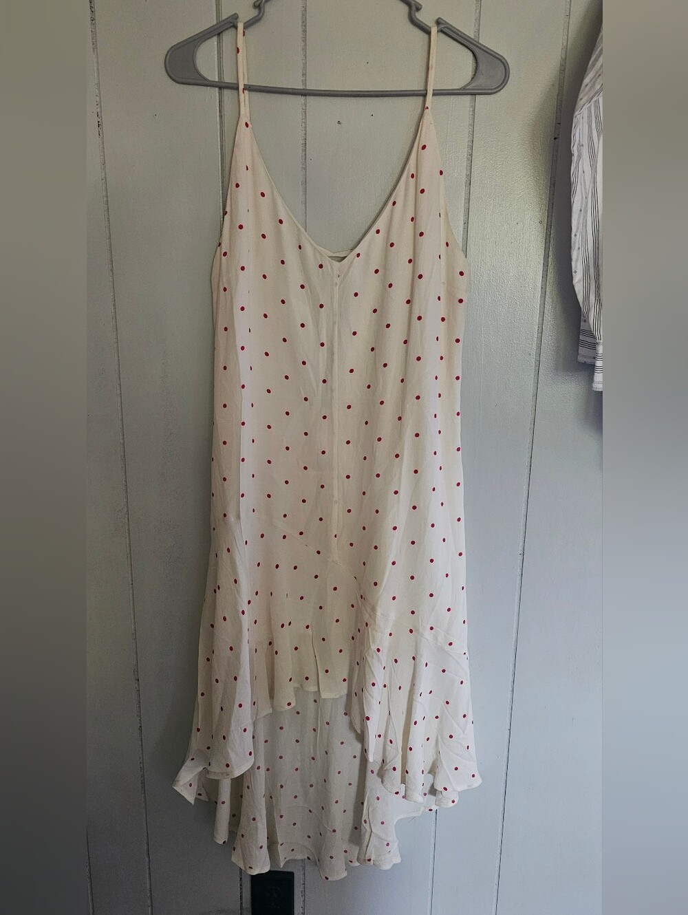 BB Dakota Cream Slip Dress with Red Polka Dots